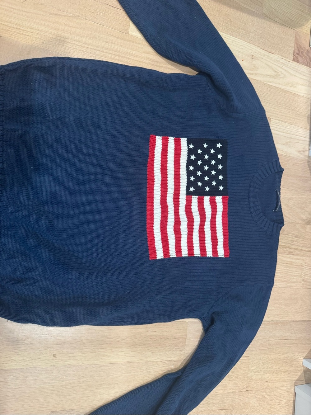 Brandy Melville Navy Knit American Flag Crewneck Sweater - Picture 6 of 6